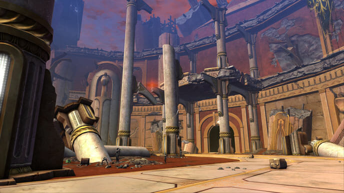 Das Datacron liegt hoch über dem Boden der Tempelhalle.