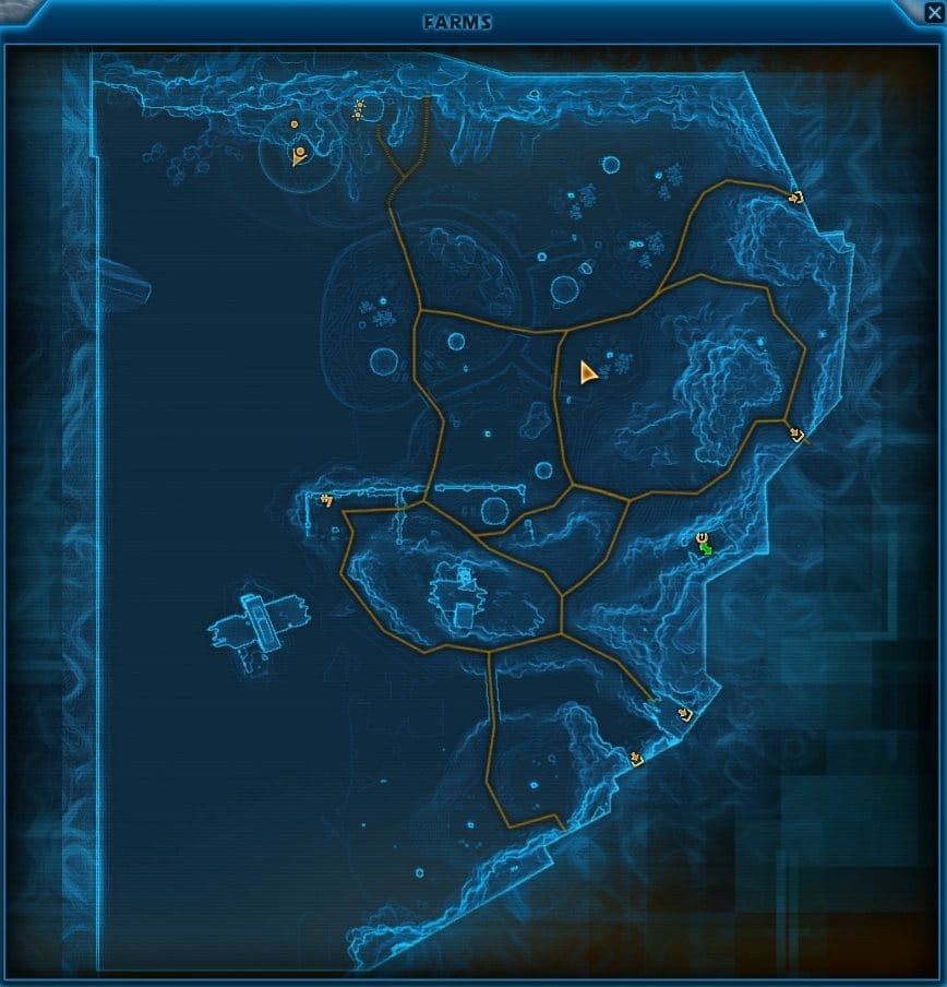 Die weiße Rune liegt am nordwestlichen Rand des Gebiets Farms.