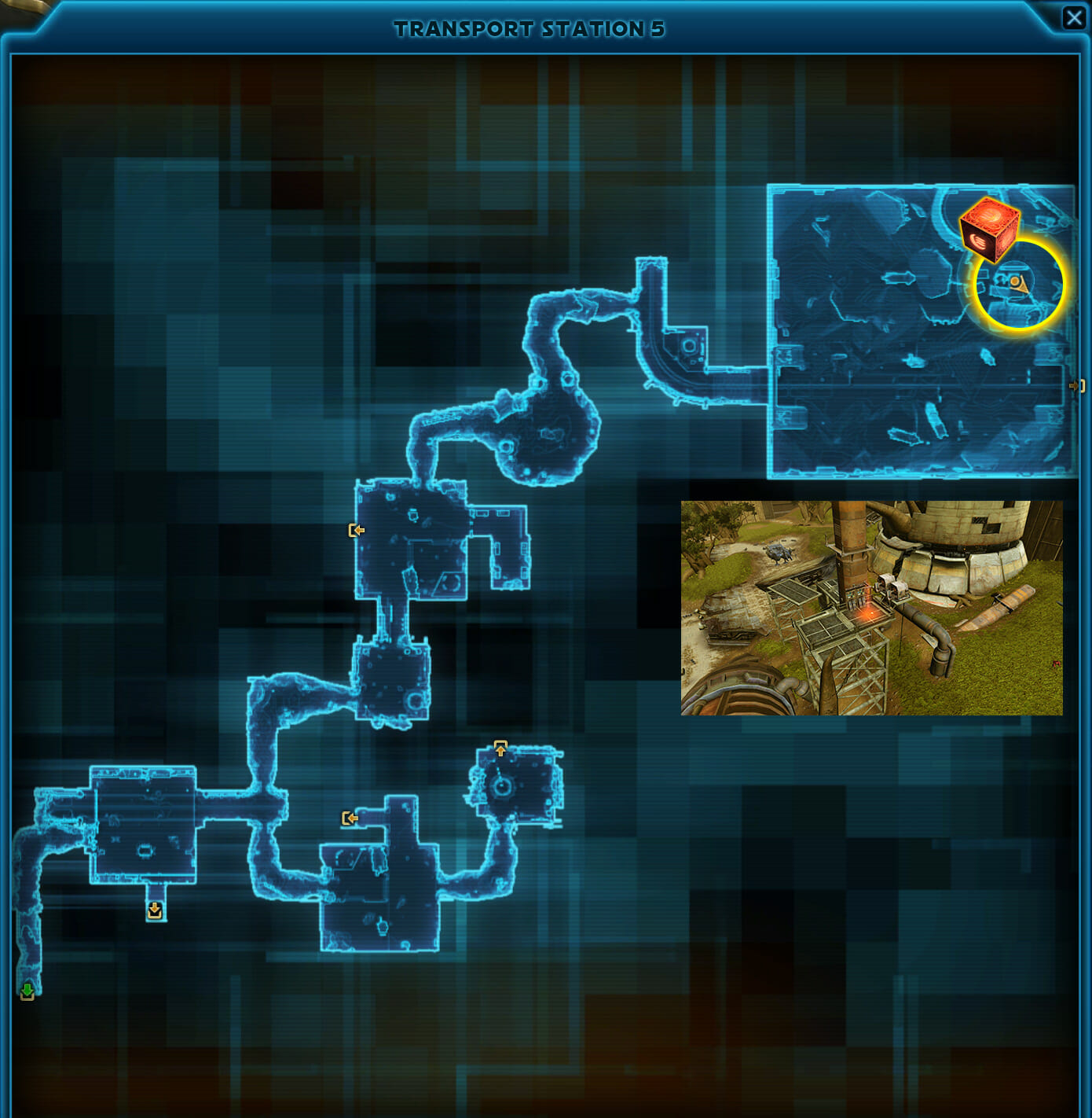 Am nördlichen Ende der Station liegt der Aufstieg zum Datacron.